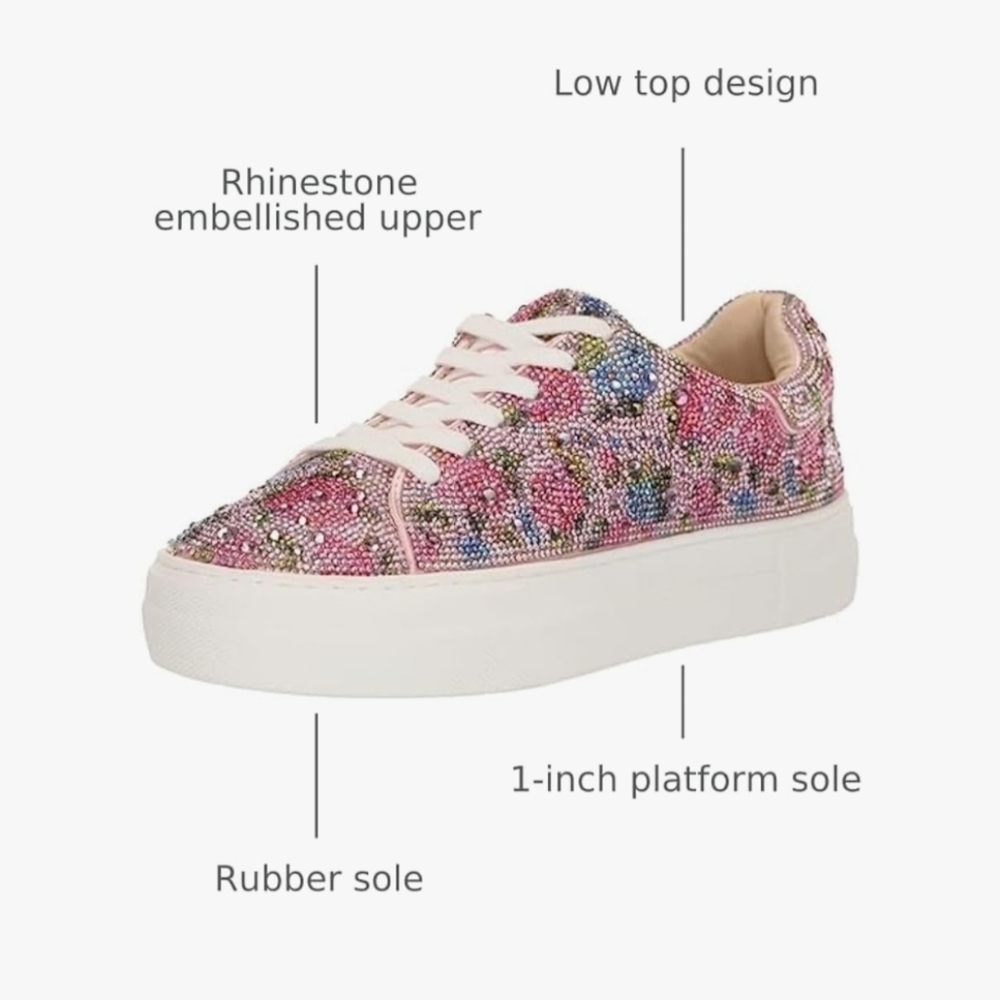Pink & Blue Betsey Johnson Rhinestone Beaded Women's Sneakers - Picture 3 of 3